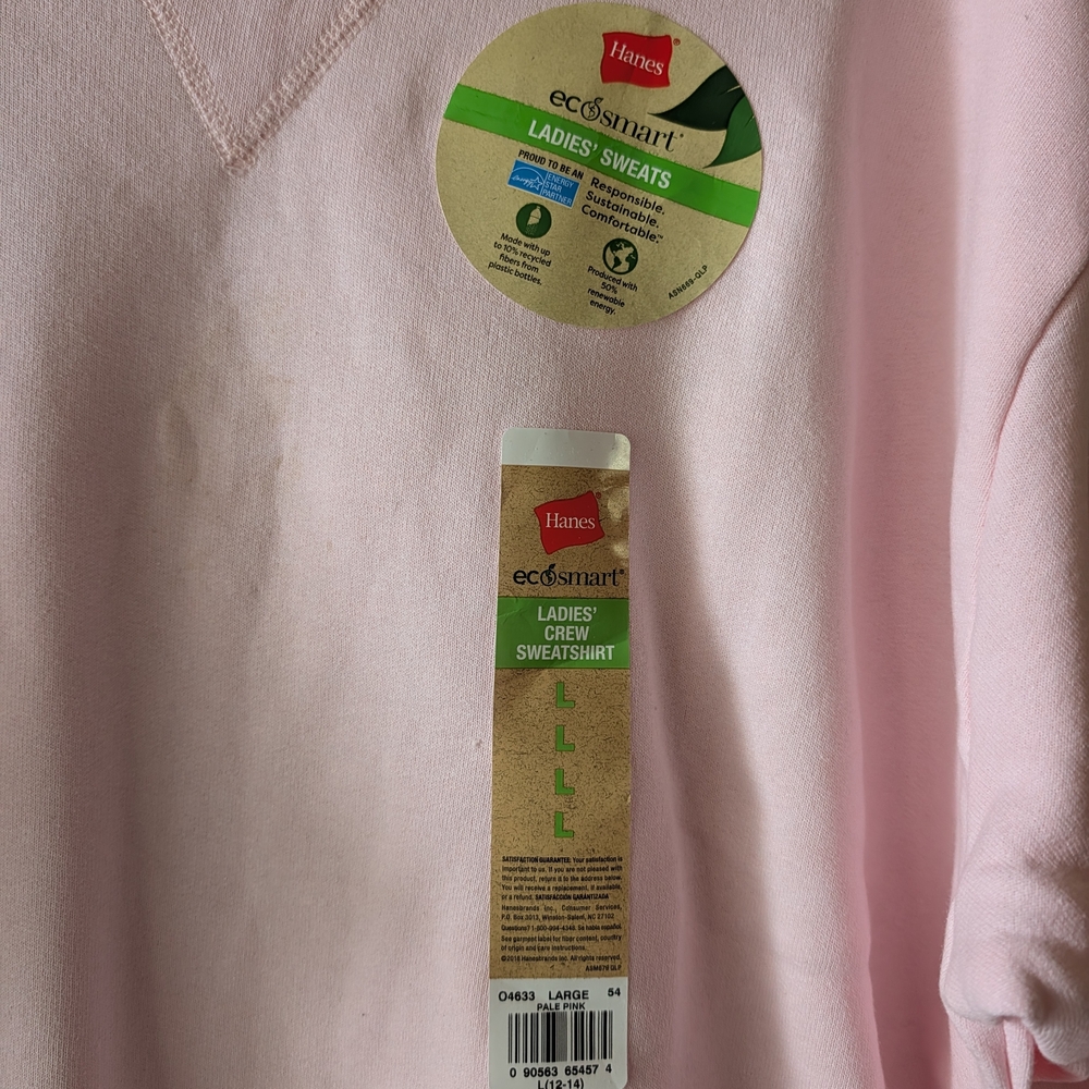 Hanes Light Pink Crew Neck Sweater 0112 - Picture 3 of 4